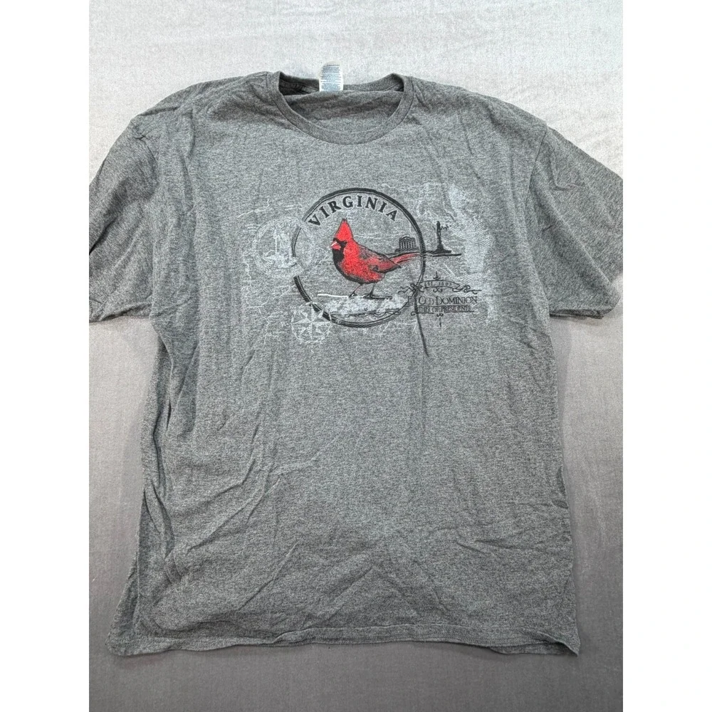 Virginia Old Dominion State T-Shirt Gray Cardinal Bird Size XL